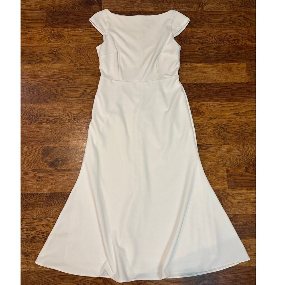 Alexia Admor Loreli Boat Neck Midi Dress White Size Small Elegant Classic Dress